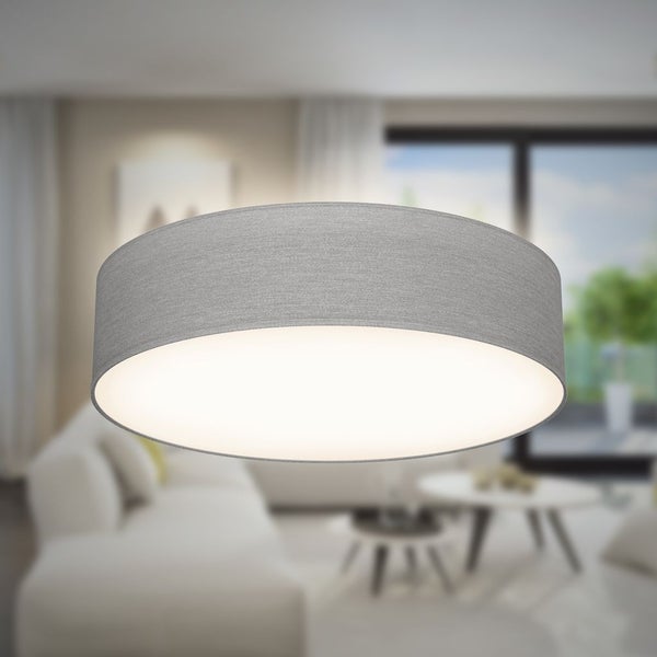 Deckenleuchte Ø30 cm - Stoffschirm, E27 Fassung, 2-flammig, taupe