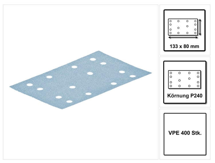 Festool STF 80x133 Schleifstreifen Granat P240 80 x 133 mm 400 Stk. ( 4x 497124 ) für Rutscher RTS 400, RTSC 400, RS 400, RS 4, LS 130