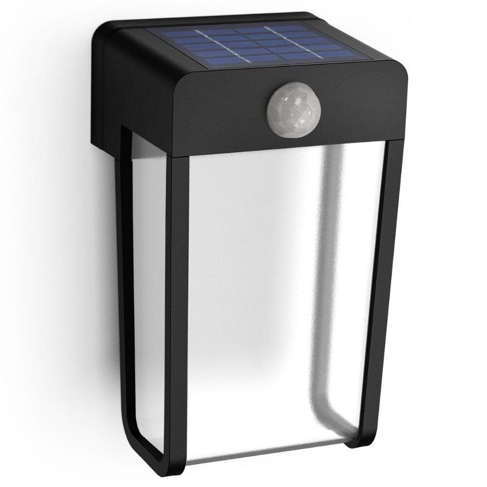 LED Solar Wandleuchte Shroud in Schwarz und Transparent 2,3W 250lm IP44 mit Bewegungsmelder und Dämmerungssensor