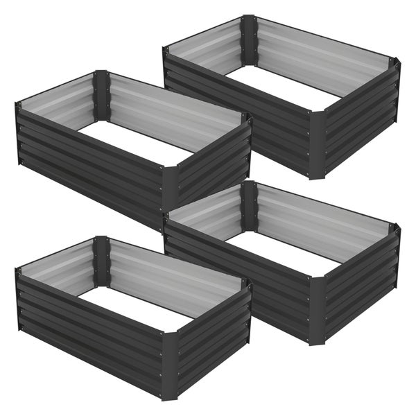 ML-Design 4er Set Hochbeet aus Metall für Garten, 90x60x30 cm, 150 Liter, Anthrazit, wetterfest, rostfrei, Outdoor, Pflanzbeet Pflanzkasten Blumenkasten Gartenbeet Gemüsebeet Frühbeet Kräuterbeet