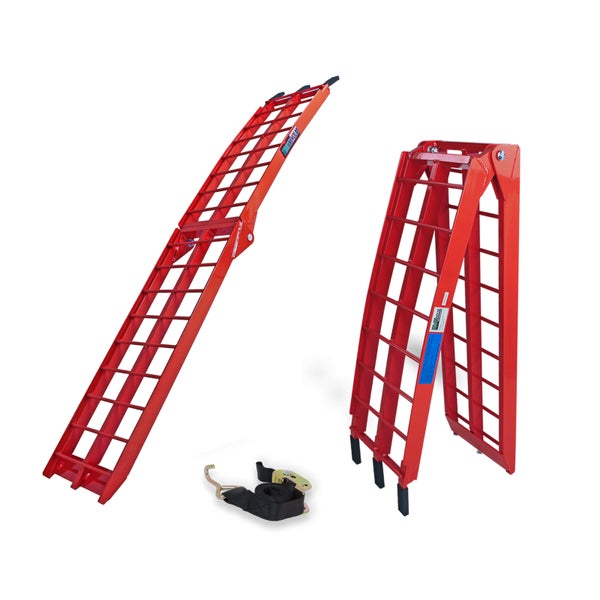 TRUTZHOLM 1 x Auffahrrampe klappbar 180 cm Traglast 340 kg Alu rot Riffelstab Verladerampe