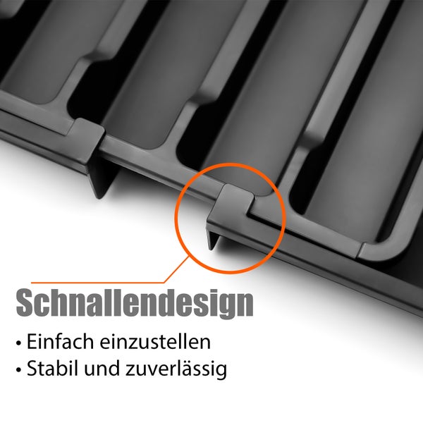 Detailaufnahme des Schnallendesigns eines Ordnungssystems