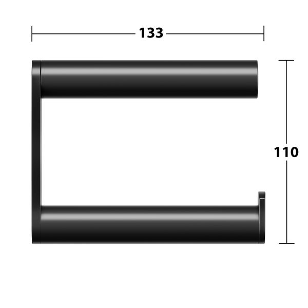 Toilettenpapierhalter mit Maßen 133 mal 110 Millimeter.