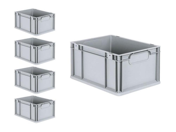 PROREGAL Spar Set 5x Eurobox Nextgen Economy Griffe Geschlossen HxBxT 22 x 30 x 40 cm 20 Liter Eurobehälter Transportbox Transportbehälter