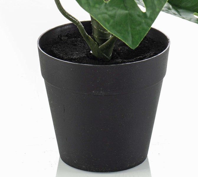 Künstliche Pfingstrose in Gelb mit Stiel und Blättern.