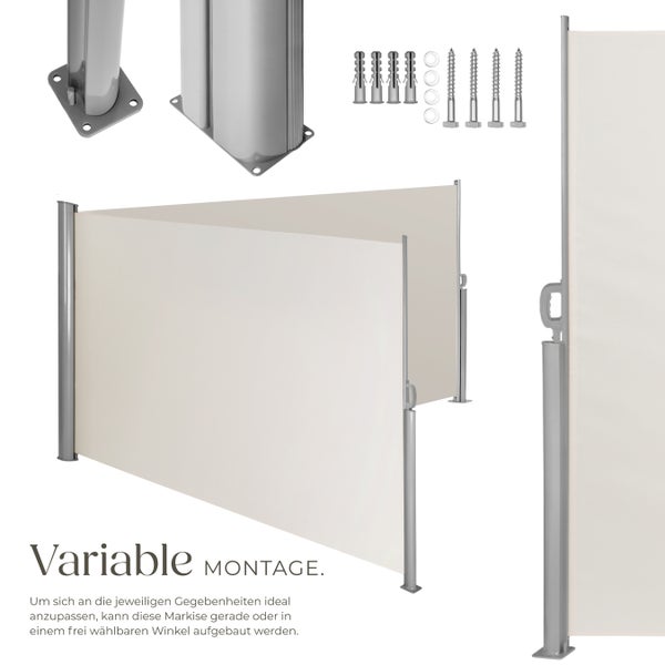 Doppel-Seitenmarkise tectake  200 x 600 cm aus Aluminium beige