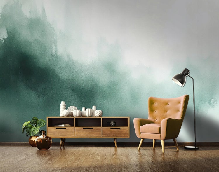 Fototapete Grün Abstrakt Loft Wohnzimmer Tapete 300x210 cm