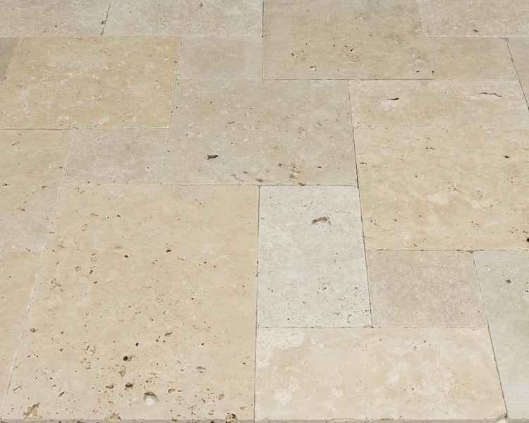 Wohnrausch Travertin Fliesen Rustic Light Römischer Verband 1,2 cm, getrommelt, beige
