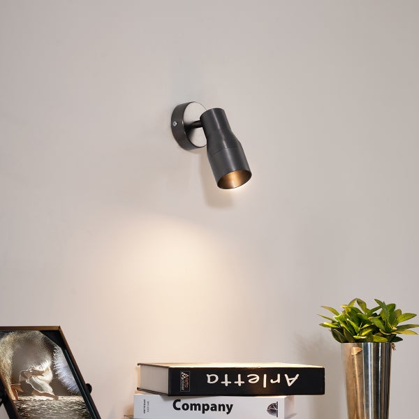 Moderner Deckenstrahler Gunmetal GU10 50 mm rund - Stanley