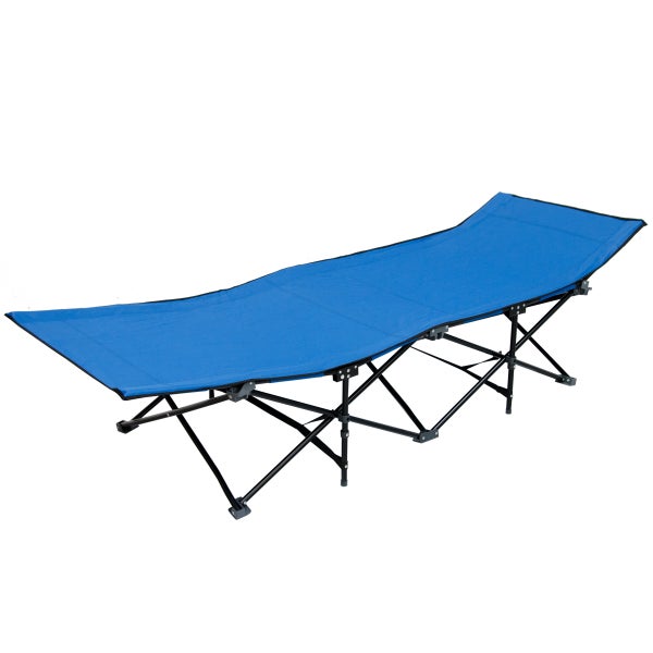 AMANKA Faltlbett Faltliege Feldbett Blau | Camping-Metall-Klappiege ca. 190x70cm | 10-Bein Liege Klappbett | Stahlgestell