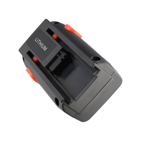Lithium-Ionen-Akku für Elektrowerkzeuge mit seitlichen Entriegelungstasten.