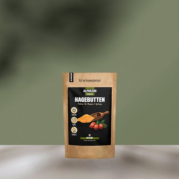 ALPHAZOO Hagebuttenpulver 250g für Hunde und Katzen I Vitamin C aus der Hagebutte