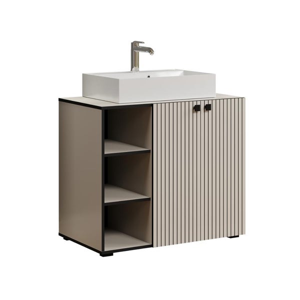 Waschtischunterschrank mit Waschbecken und Armatur