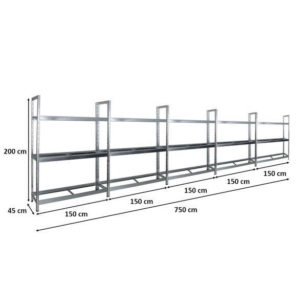 PROREGAL Mega Deal 5x Reifenregal Tiger XL HxBxT 200 x 150 x 45 cm Bis Zu 90 Reifen Verzinkt