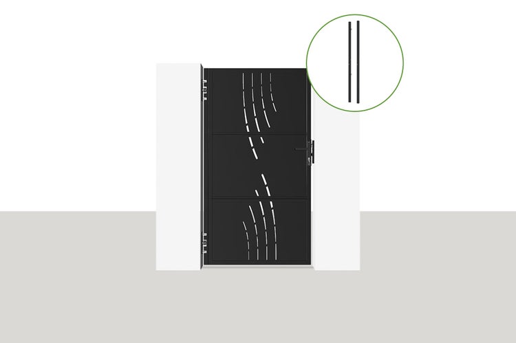 Stahltor 1 m NALI VELETA H.180 cm Mattschwarz + 2 DARIO-Stahlpfosten