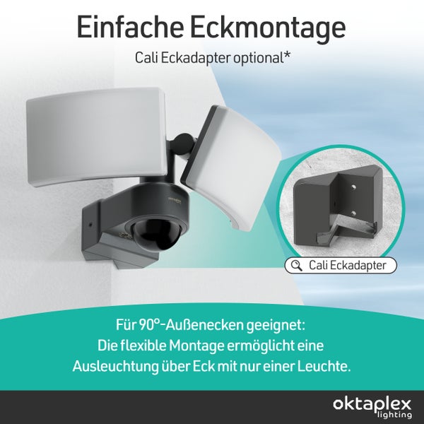 Flexible Eckmontage der Außenleuchte mit optionalem Eckadapter