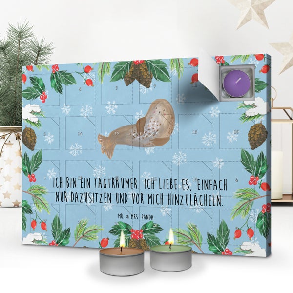 Mr. & Mrs. Panda Duftkerzen Adventskalender Robbe Lachen - Blau Pastell