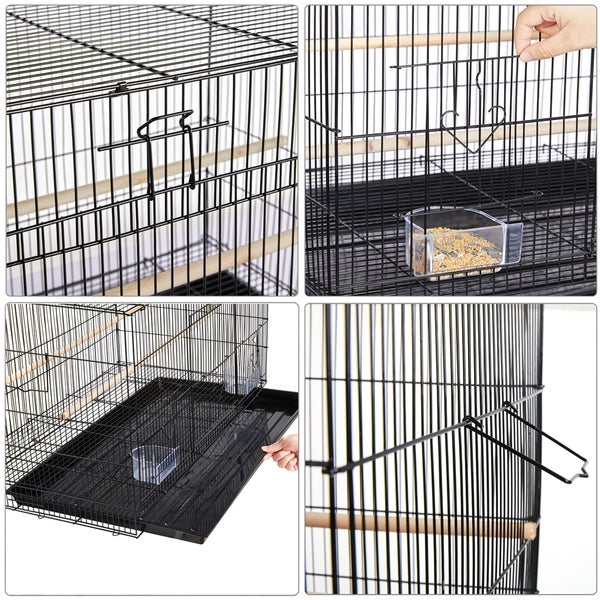 Yaheetech Vogelkäfig Stapelbarer , Schwarz