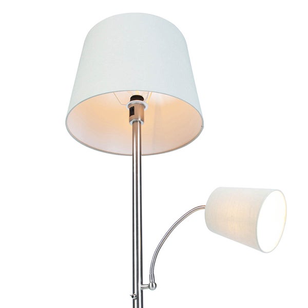 Stehlampe mit Stoffschirm und Leselampe