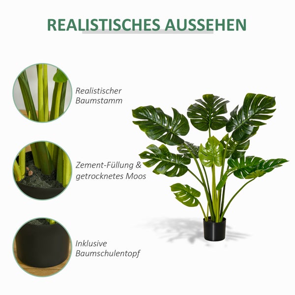 HOMCOM, Künstliche Pflanzen, Zimmerpflanze, Ø17 x 110H cm, PEVA, Grün+Schwarz
