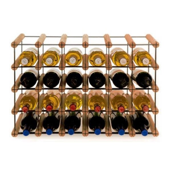 PROREGAL Modulares Weinregal Vinotega Mod Metal HxBxT 42,5 x 62,5 x 24,5 cm 6 x 4 Flaschen Massives Kiefernholz Braun Geölt