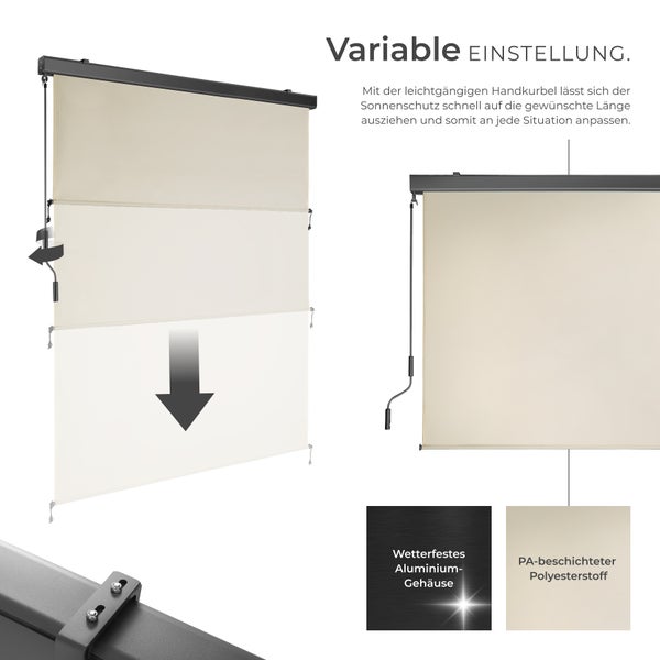 Senkrechtmarkise tectake Eloise inkl. Wandhaltern verschiedene Größen beige