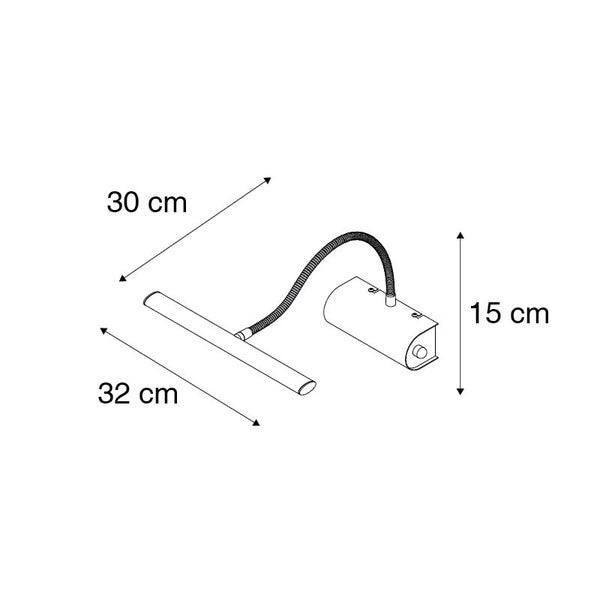 Abbildung einer Lampe mit den Maßen 30 cm, 32 cm und 15 cm.