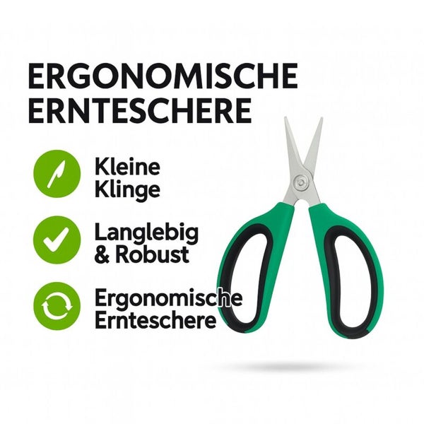 Ergonomische Ernteschere mit kleinen Klingen, langlebig und robust.