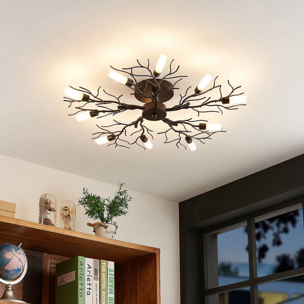 Lindby Deckenlampe Bigna (Modern) in Braun aus Metall (10 flammig, G9) - Deckenleuchte Lampe Wohnzimmerleuchte