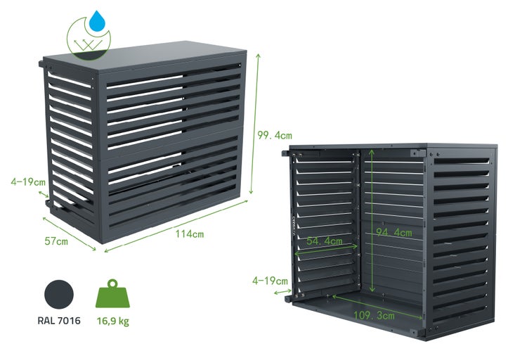 Abdeckung für Klimaanlagen, mit Maßen