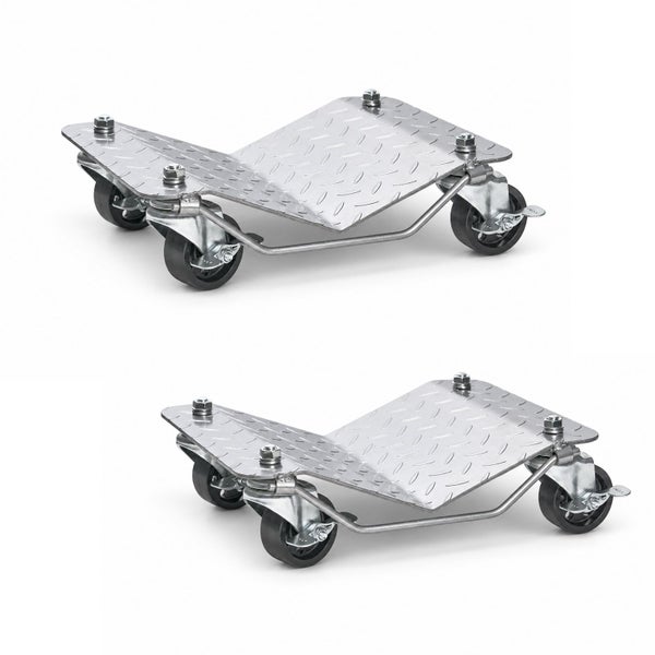 Transportroller aus Metall mit Riffelblechoberfläche und vier Lenkrollen zum einfachen Transport von Gegenständen