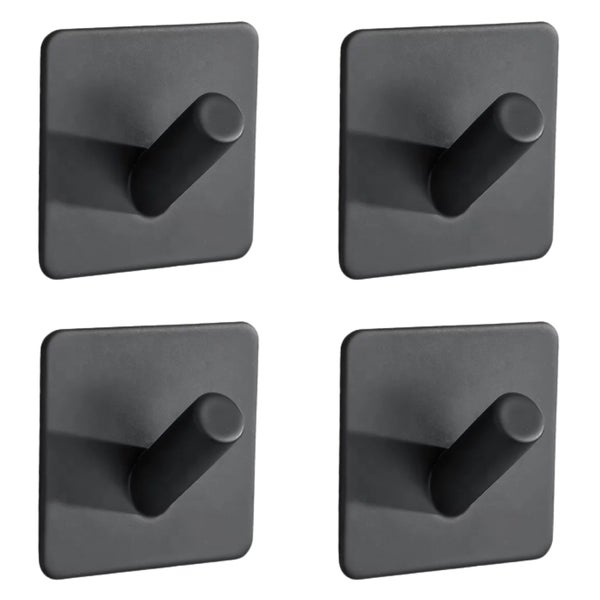 EAVY Handtuchhaken Edelstahl Schwarz Selbstklebend 4er Pack