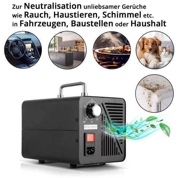 Ozongenerator zur Geruchsneutralisation in Fahrzeugen, auf Baustellen oder im Haushalt