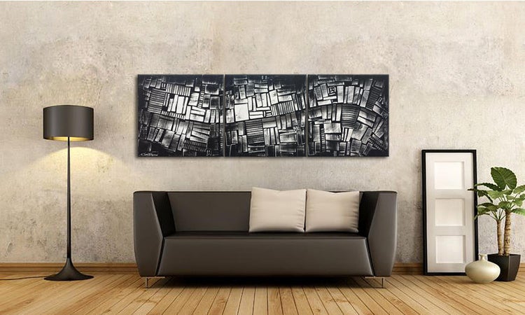 Das Wohnzimmerbild -Inner City- 180x60x2 cm handgemaltes Unikat