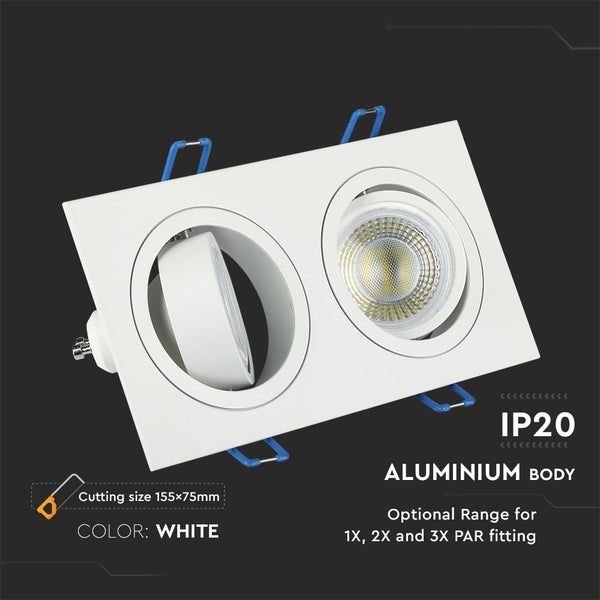 V-TAC VT-783SQ-WH - LED-Strahler - Einbaustrahler - GU10 - IP20 - Weiß - Modell Nr: - VT-783SQ-WH