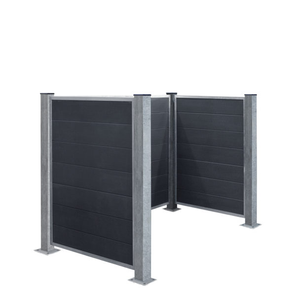 Mülltonnenverkleidung, Mülltonnenbox, Mülltonnen Unterstand, Mülltonnen Sichtschutz  FUTURA 196x108x133cm - Stahl und WPC