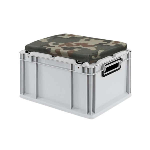 PROREGAL Eurobox NextGen Seat Box Camouflage HxBxT 26,5 x 30 x 40 cm 20 Liter Griffe Offen Eurobehälter Sitzbox Transportbox