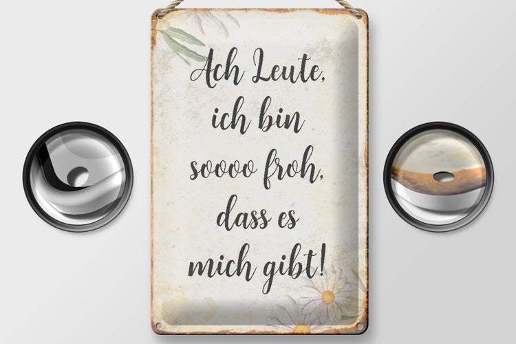Blechschild Spruch 20x30cm Ach Leute ich bin soo froh