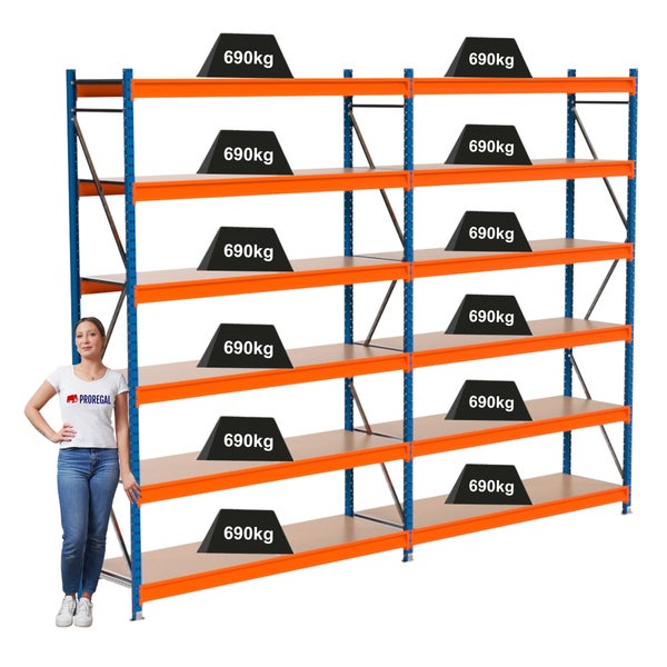Belastbares Lagerregal mit Gewichtsangabe 690 Kilogramm