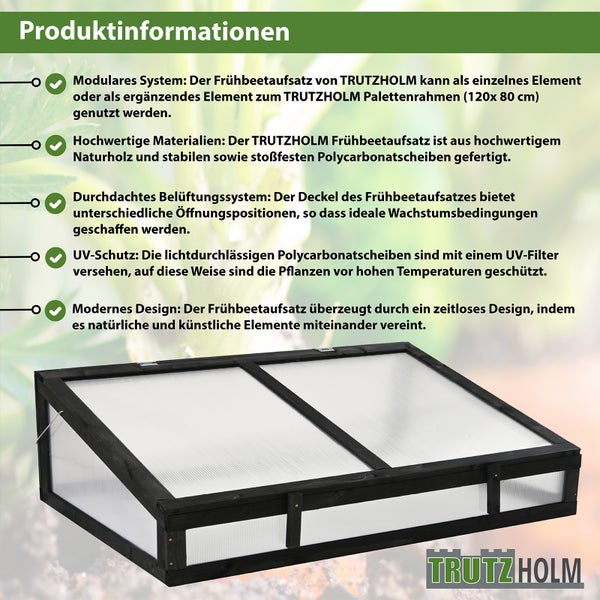 TRUTZHOLM Frühbeetaufsatz aus Naturholz und Polycarbonat