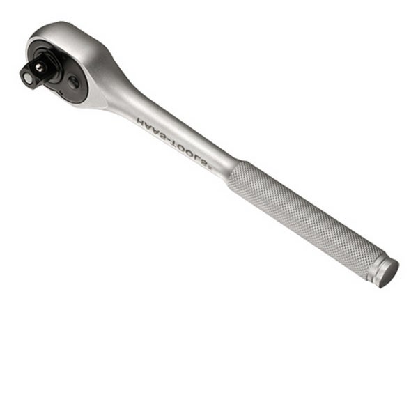 Umschaltknarre von Haas-Tools aus Metall mit geriffeltem Griff.