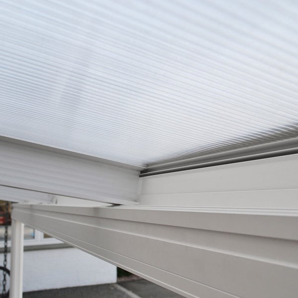 Home Deluxe - Terrassenüberdachung SOLIS - Weiß - B/T/H: 618 x 303 x 226/278 cm - inkl. Hohlkammerplatten, Montagematererial I Carport Pavillion Pergola