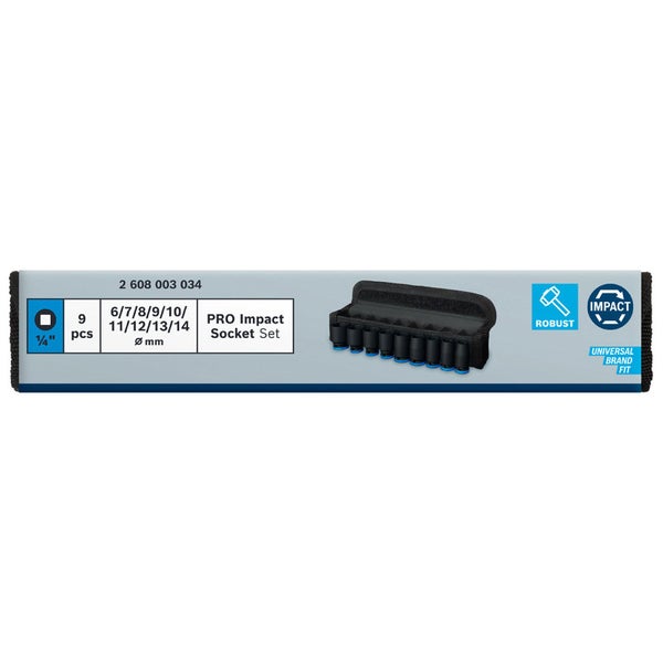 Bosch PRO Impact Socket Set 1/4 Standard 9‑tlg. - 2608003034