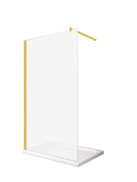 Duschwand aus Glas mit Stabilisierungsstange auf Duschwanne