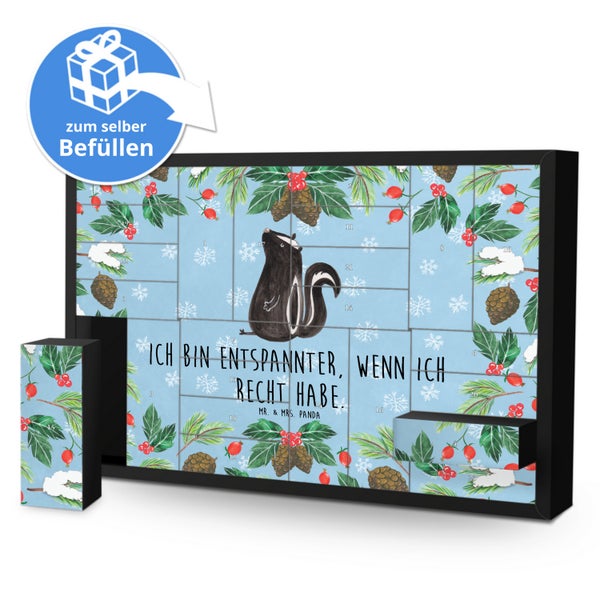 Mr. & Mrs. Panda Befüllbarer Adventskalender Stinktier Sitzen - Blau Pastell