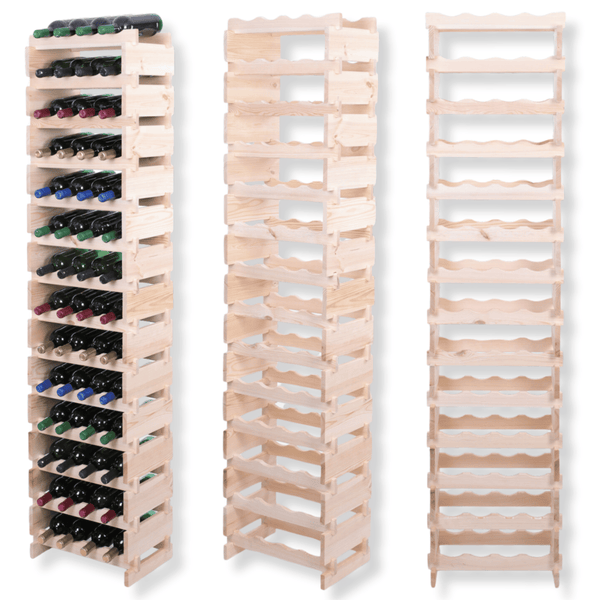 Weinregal VINOTECA FLEX PRO HxBxT 191x46x28cm 56 Flaschen auf 14 Ebenen Massives Kiefernholz Natur unbehandelt