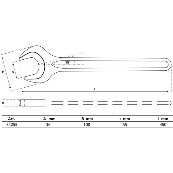 BGS Einmaulschlüssel DIN 894 SW 55 mm - 34255