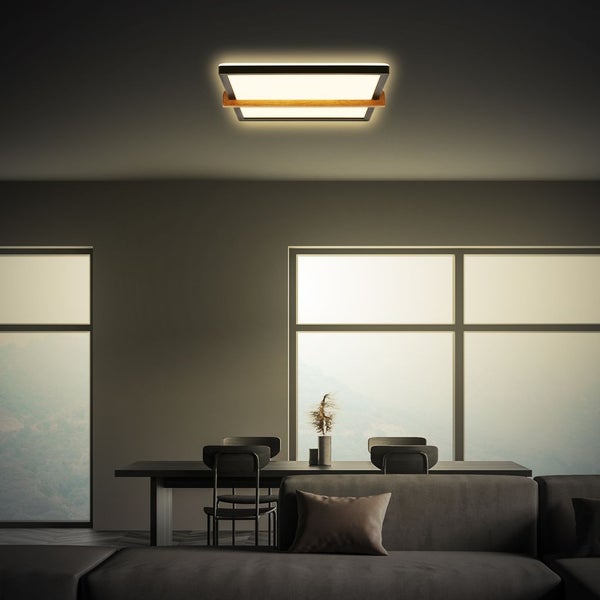 LED Deckenlampe Holz Deckenleuchte Wohnzimmer Schlafzimmer Warmweißes Licht