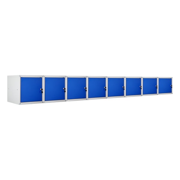 PROREGAL Mega Deal 8x Schließfachwürfel Cubic HxBxT 35 x 35 x 35 cm Grau-Blau