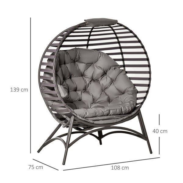 Outsunny Gartenstuhl mit Kissen, Korb-Stuhl, faltbar, 118 x 75 x 139 cm, Stahl, Sandbraun